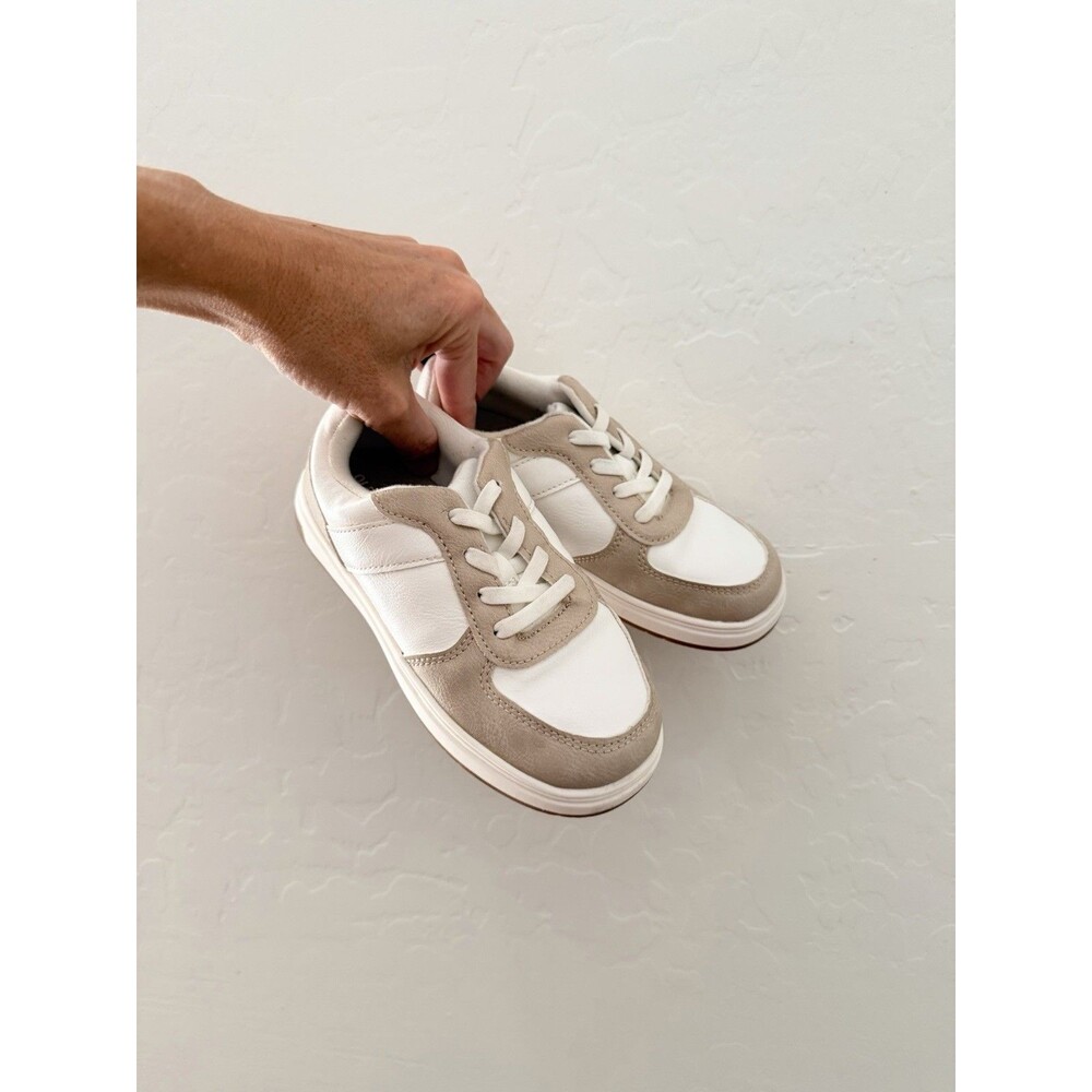 Old Navy Toddler Boys Faux Leather Sneakers Size 11 Neutral White Beige